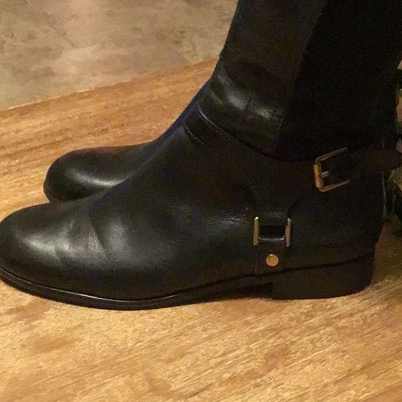 Elegant Black Leather Suede Knee-High Women's Boots - Picture 3 of 10